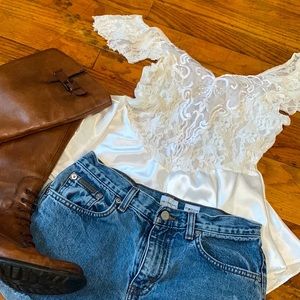 Vintage ivory lace lingerie top